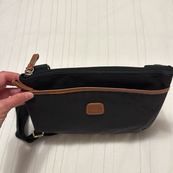 Bric's Milano Black Nylon Leather Trim 5Pocket ZipTop Adjustable Strap Crossbody - Picture 7 of 7